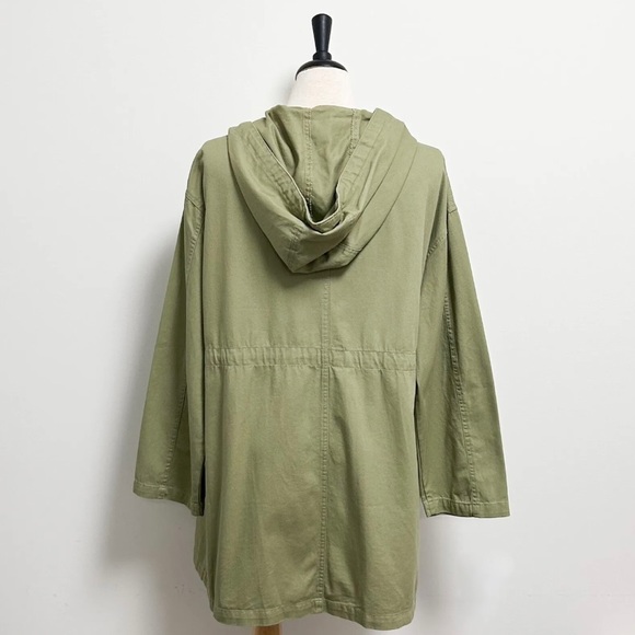 Asos Moss Army Green Snap Button Hooded Parka Waist Cinch Cords Oversized EUC 8 - Picture 8 of 11